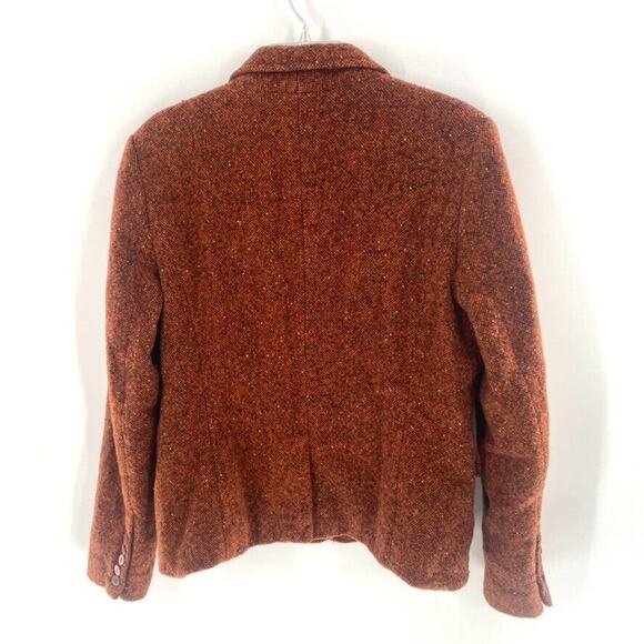 St. Johns Way Tweed Blazer Jacket Womens VTG 12/Modern 6 Rust Orange Wool Blend - Picture 2 of 12